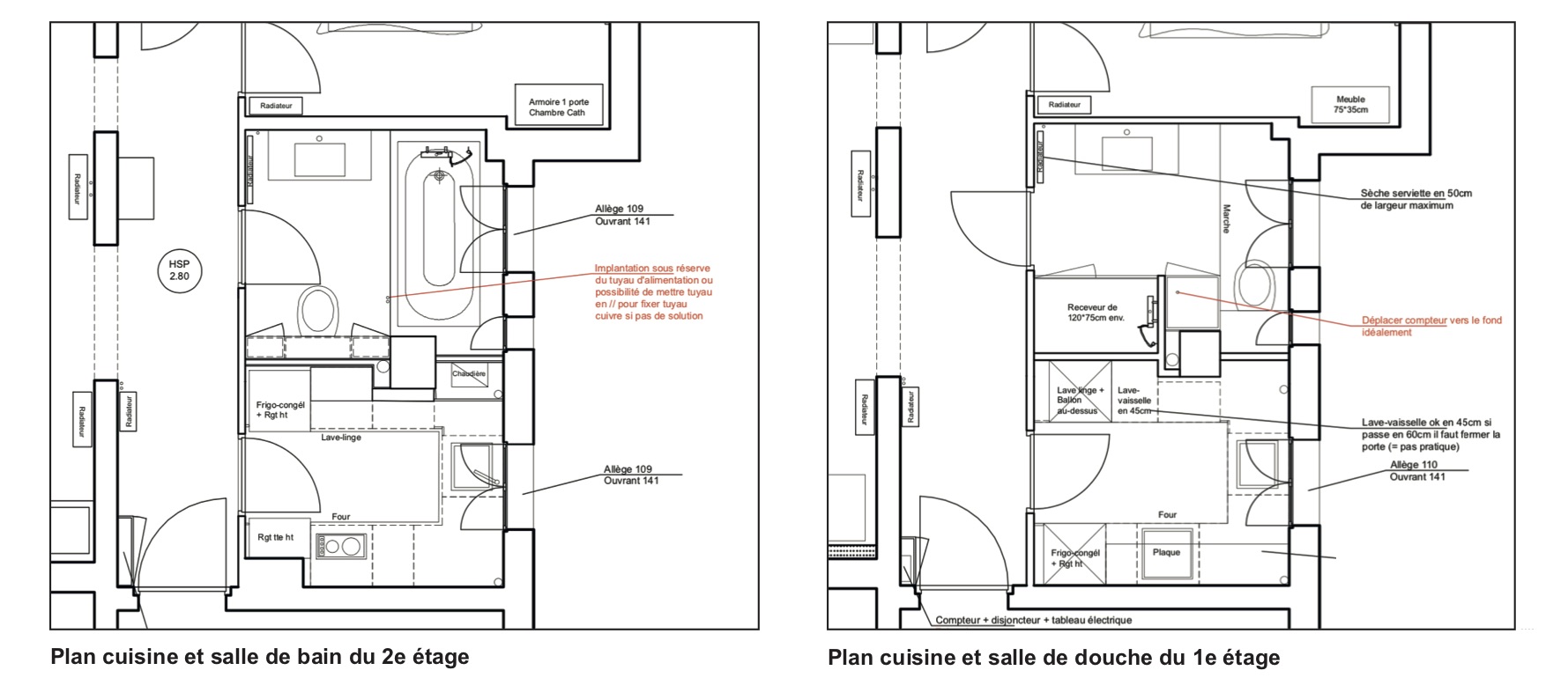 Rénovation avant-après en  plans